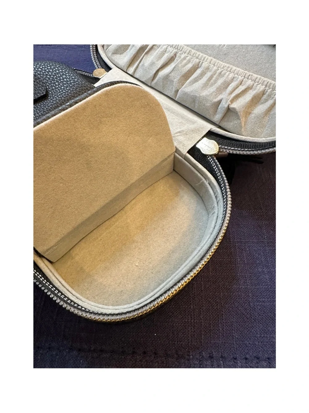 Ruby + Cash Black Pebbled Jewelry Travel Case with Gold Tassel Zippers